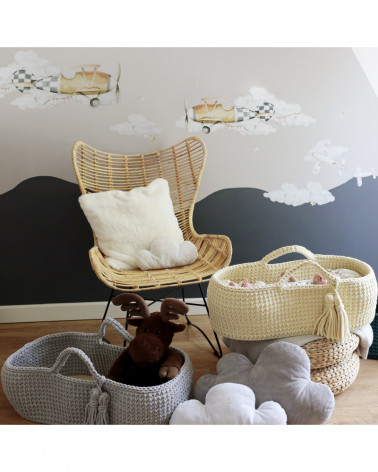 Couffin bébé en crochet - gris clair