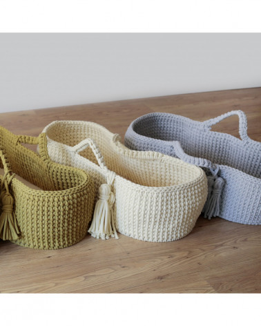 Couffin bébé en crochet - gris clair
