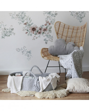 Couffin bébé en crochet - gris clair