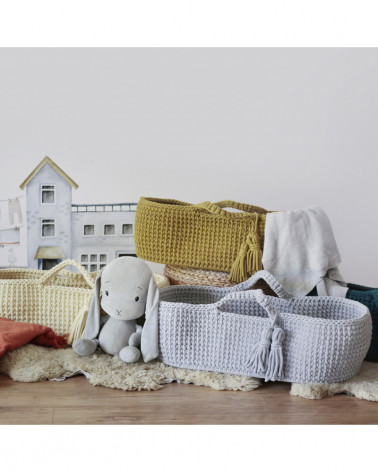 Couffin bébé en crochet - gris clair