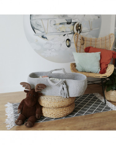 Couffin bébé en crochet - gris clair