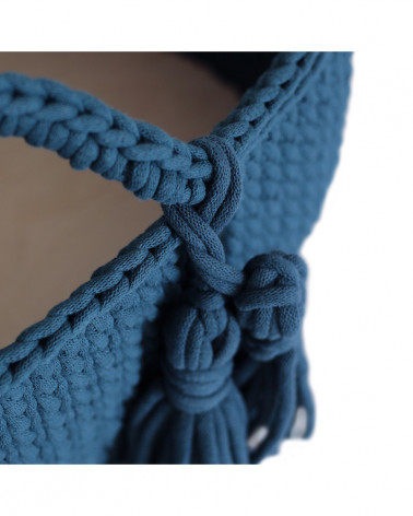 Couffin bébé en crochet - bleu pétrole