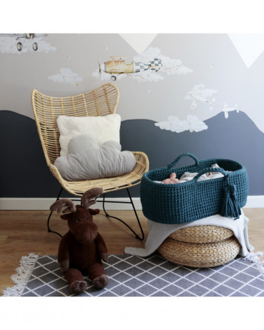 Couffin bébé en crochet - bleu pétrole