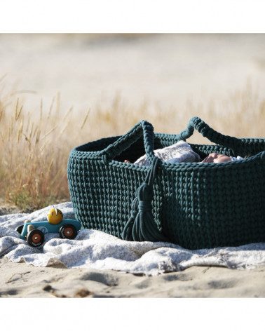 Couffin bébé en crochet - bleu pétrole