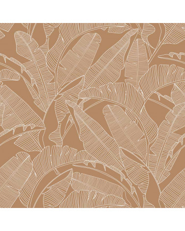 échantillon papier peint feuilles de bananier cannelle