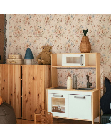 papier peint enfant fleurs tons orange