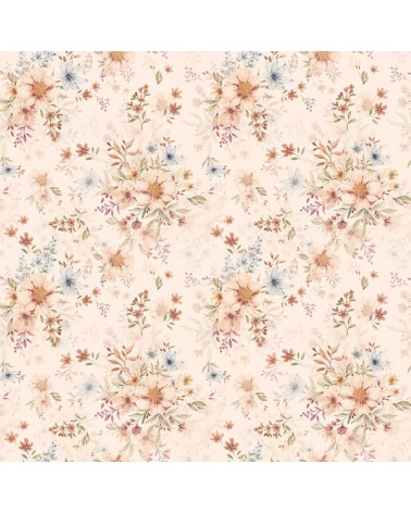 papier peint enfant fleurs tons orange