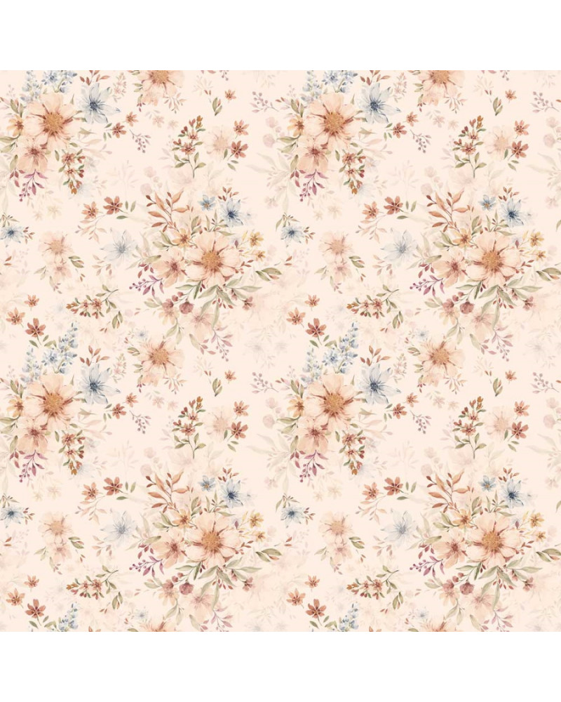 papier peint enfant fleurs tons orange