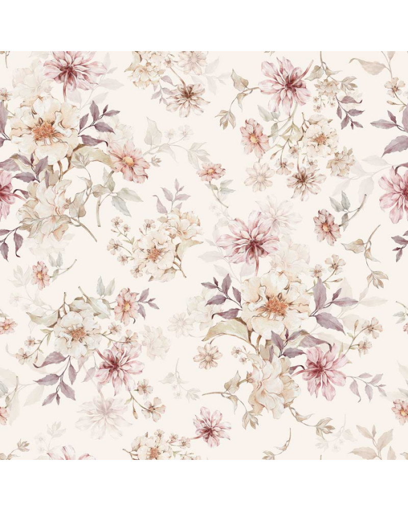 Papier peint enfant fleurs avec une touche de violet