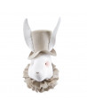 Trophée lapin en lin avec chapeau beige clair