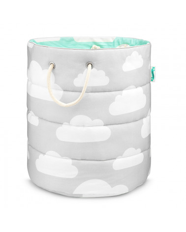 Panier à jouets nuages menthe et gris
