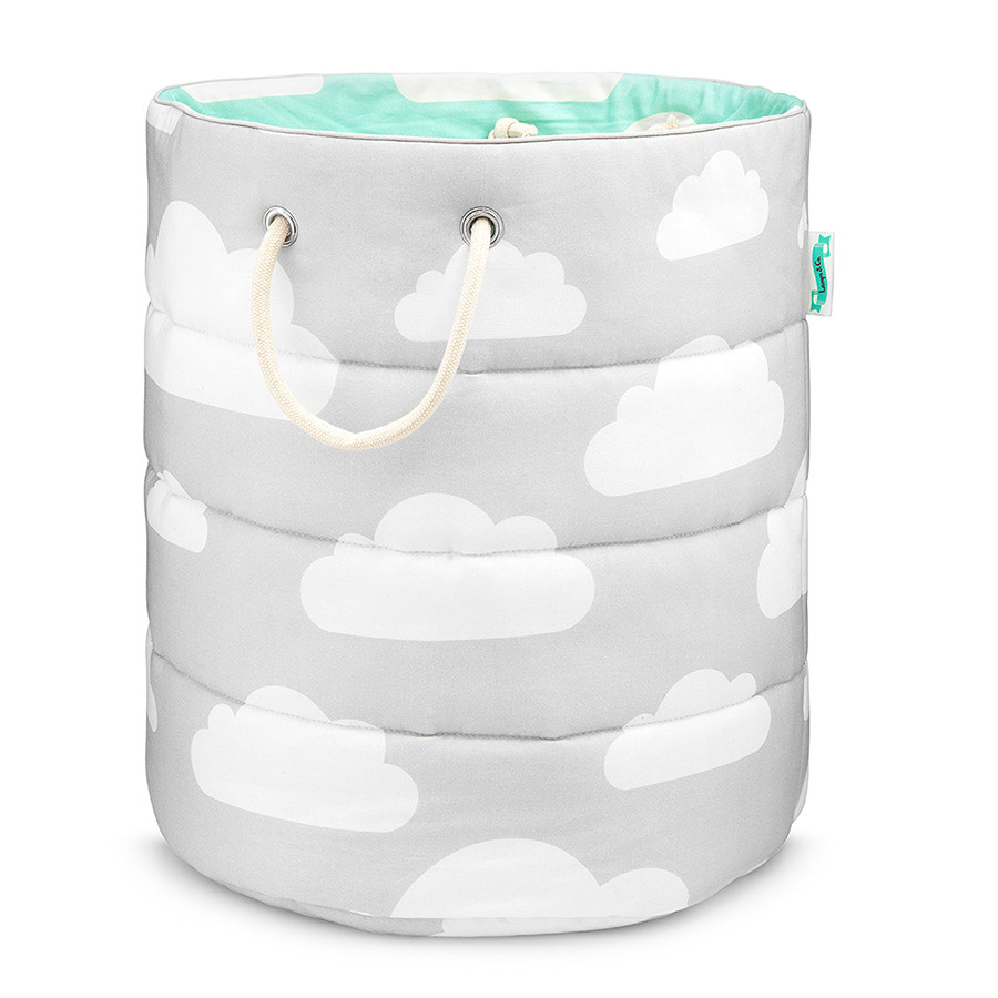 Panier à jouets nuages menthe et gris
