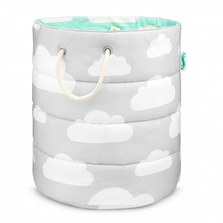 Panier à jouets nuages menthe et gris