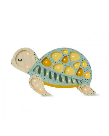 Lampe veilleuse en bois tortue -  galapagos sauge