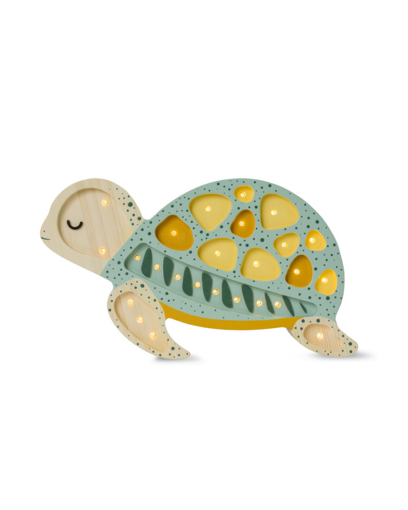 Lampe veilleuse en bois tortue -  galapagos sauge