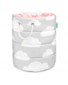 panier à jouets nuages gris et rose
