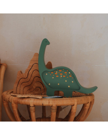 Lampe veilleuse en bois mini - dino military green