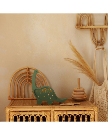 Lampe veilleuse en bois mini - dino military green