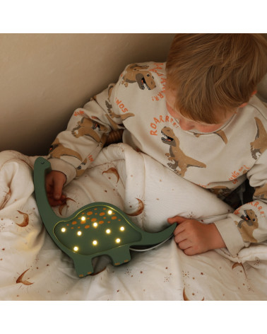 Lampe veilleuse en bois mini - dino military green