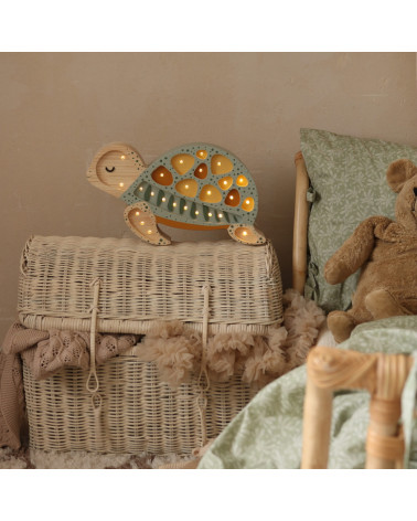 Lampe veilleuse en bois tortue -  galapagos sauge
