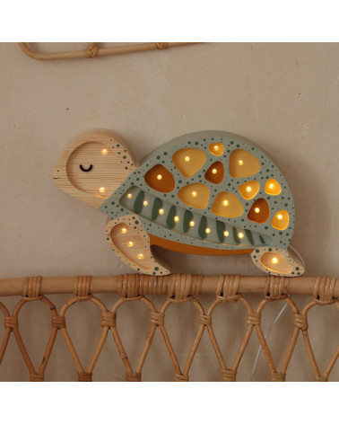Lampe veilleuse en bois tortue -  galapagos sauge