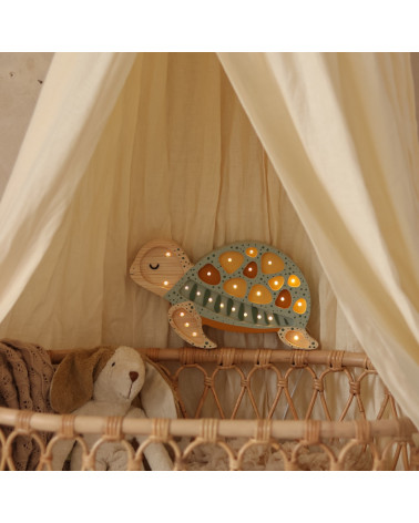 Lampe veilleuse en bois tortue -  galapagos sauge