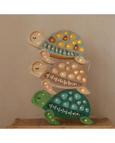 Lampe veilleuse en bois tortue -  galapagos sauge