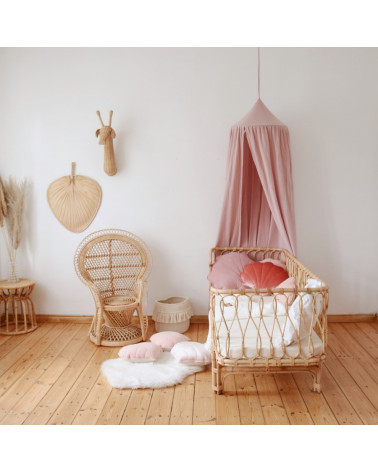 Ciel de lit Rose en mousseline de coton