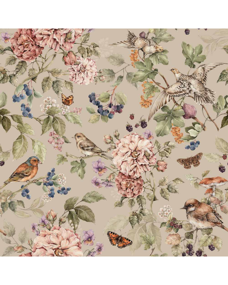 Echantillon papier peint paradis secret fond neutre