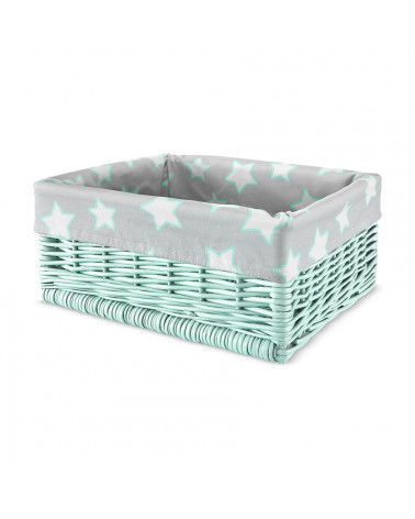 Panier en osier étoiles gris panier menthe