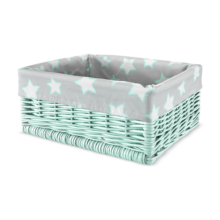 Panier en osier étoiles gris panier menthe