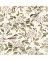 Echantillon papier peint oiseaux et printemps beige