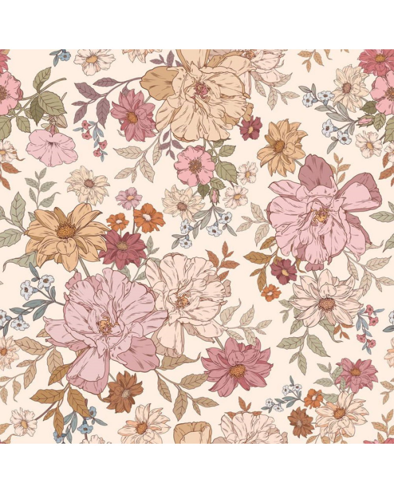 Echantillon papier peint fleurs arc-en-ciel