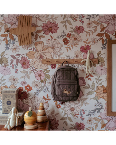 Papier peint enfant fleurs arc-en-ciel