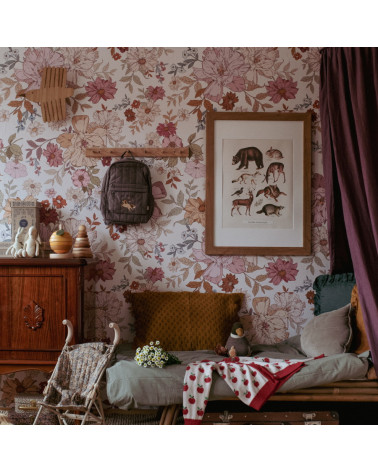 Papier peint enfant fleurs arc-en-ciel