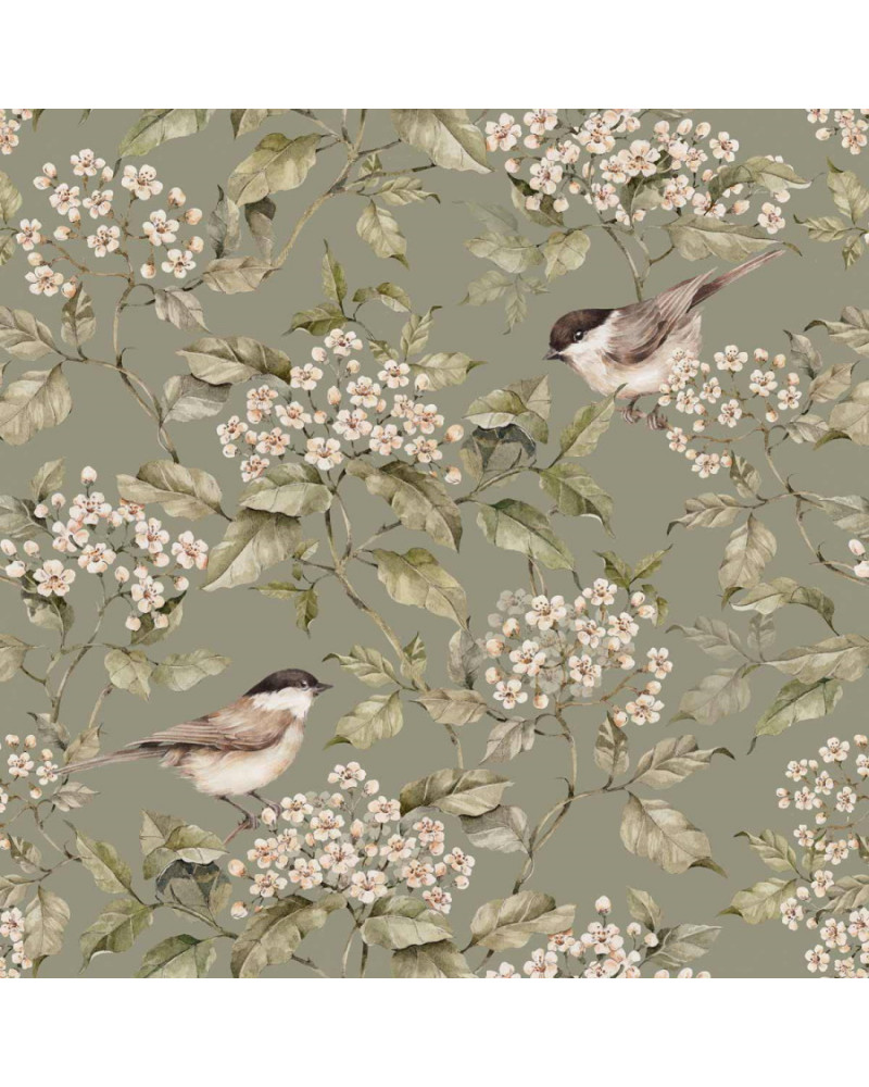 Papier peint Oiseaux et printemps vert