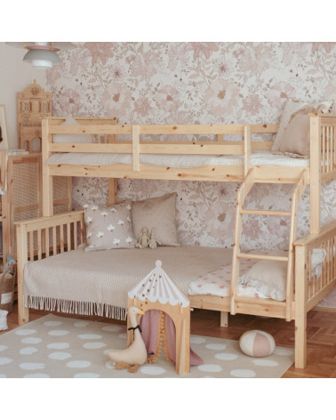 Papier peint  enfant- lapins et fleurs roses