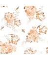 Echantillon papier peint fleurs beige et rose