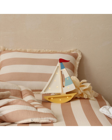 Mini veilleuse en bois - voilier moutarde