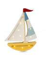 Mini veilleuse en bois - voilier moutarde