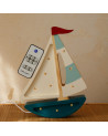 Mini veilleuse en bois - voilier bleu marine