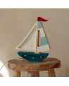 Mini veilleuse en bois - voilier bleu marine