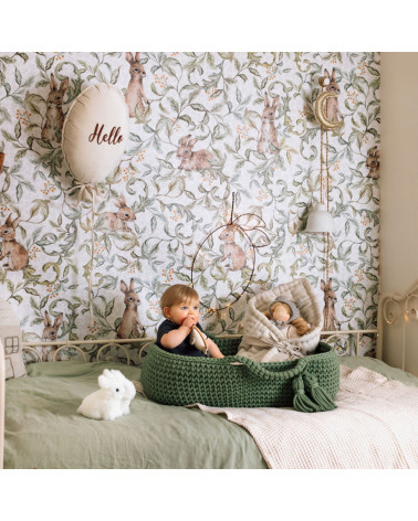 Couffin bébé en crochet vert sauge