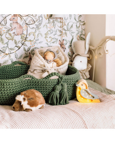 Couffin bébé en crochet vert sauge