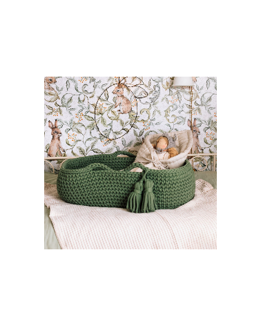 Couffin bébé en crochet vert sauge