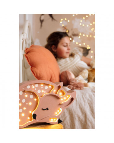 Lampe veilleuse en bois biche marron