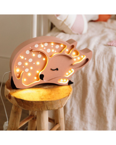 Lampe veilleuse en bois biche marron