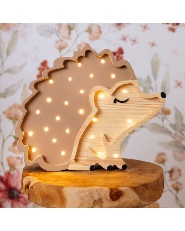 Lampe veilleuse en bois hérisson