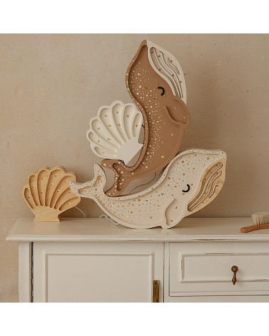 Lampe veilleuse en bois coquillage mini - pearl white little lights