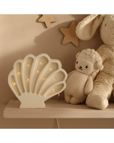Lampe veilleuse en bois coquillage mini - pearl white little lights